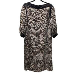 Jill Richards Dress Black White Geometric Midi Dress Shift 12
